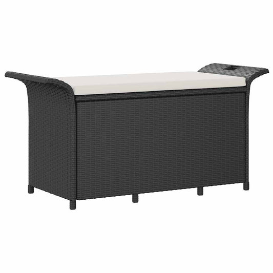 vidaXL Παγκάκι Κήπου με Μαξιλάρι Μαύρο 116x46x57 εκ. από Συνθ. Ρατάν