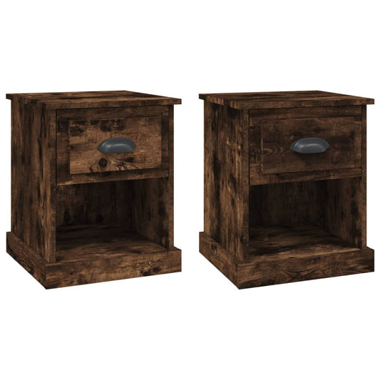 vidaXL Κομοδίνα 2 τεμ. Καπνιστή Δρυς 39x39x47,5 εκ. Επεξεργασμένο Ξύλο