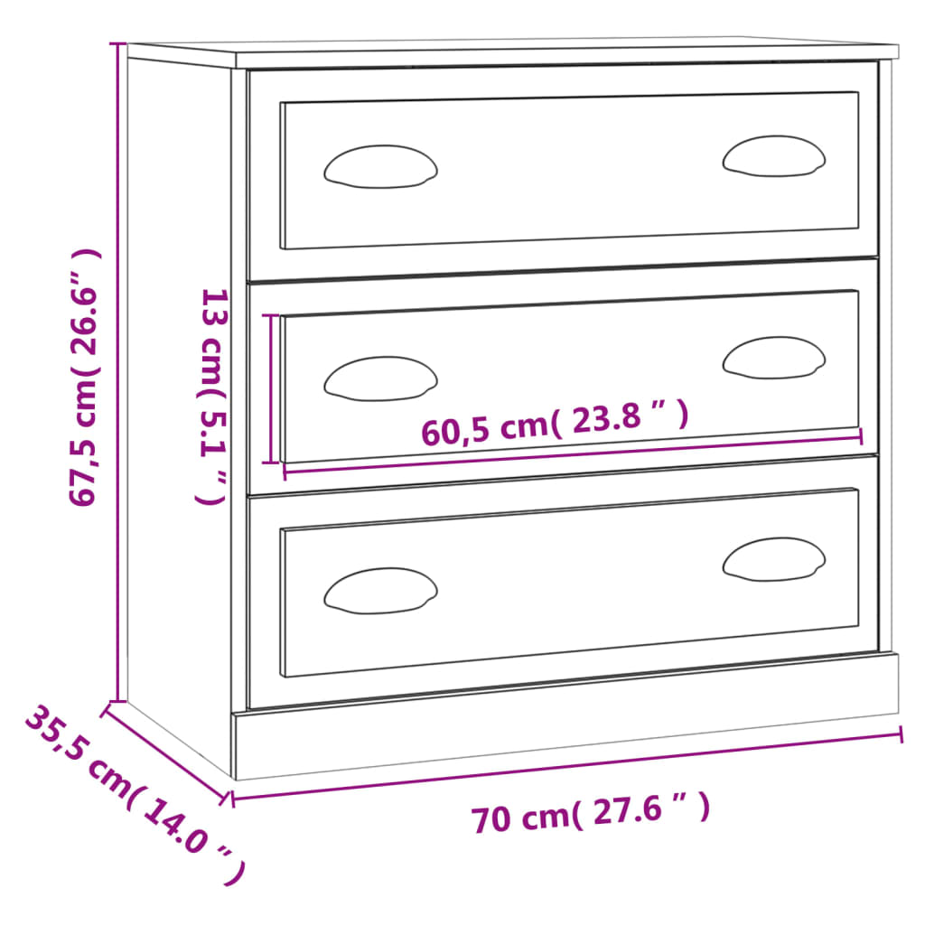 vidaXL Μπουφές Καπνιστή Δρυς 70x35,5x67,5 εκ. από Επεξεργασμένο Ξύλο