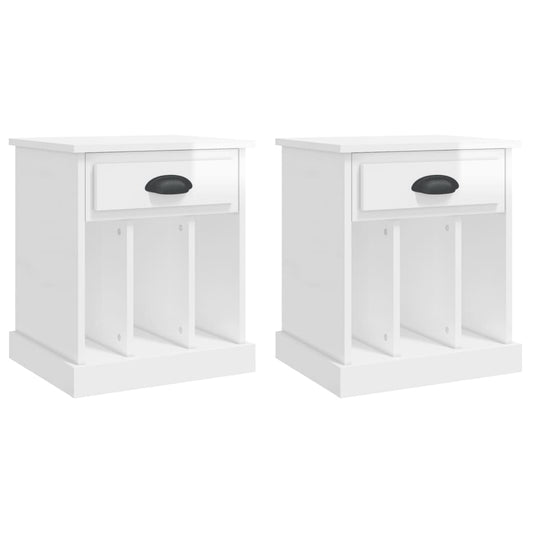 vidaXL Κομοδίνα 2 τεμ. Γυαλιστερό Λευκό 43x36x50 εκ.