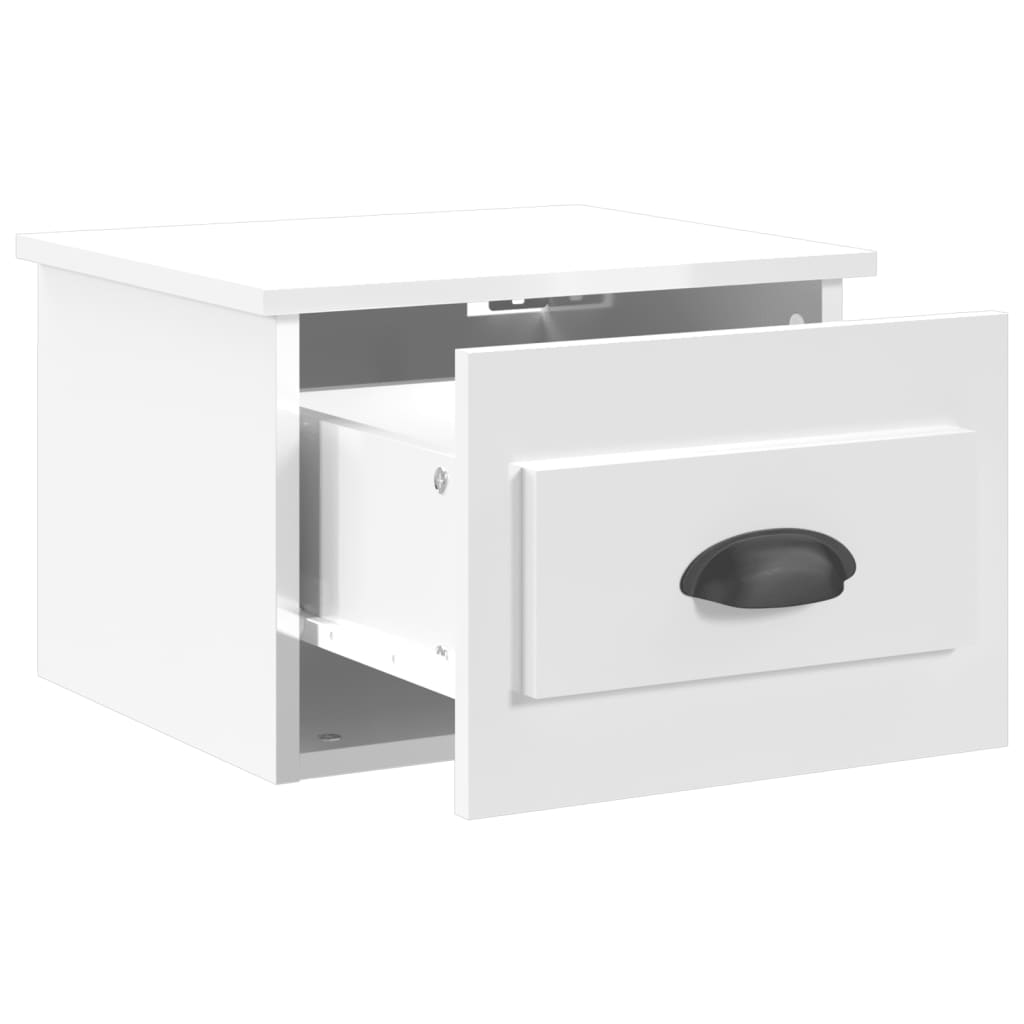 vidaXL Κομοδίνο Επιτοίχιο Γυαλιστερό Λευκό 41,5 x 36 x 28 εκ.