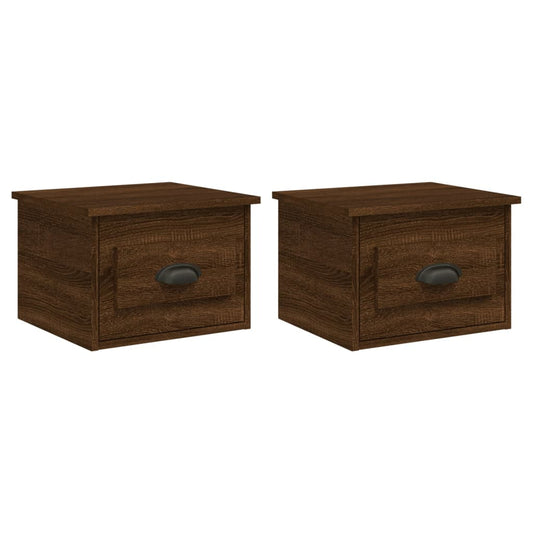 vidaXL Κομοδίνα Επιτοίχια 2 τεμ. Καφέ Δρυς 41,5x36x28 εκ.
