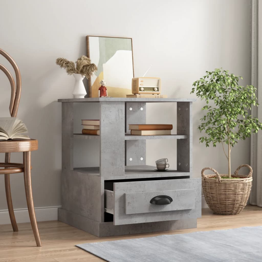 vidaXL Βοηθητικό Τραπέζι Γκρι Σκυροδ. 50x50x60 εκ. Επεξεργασμένο Ξύλο