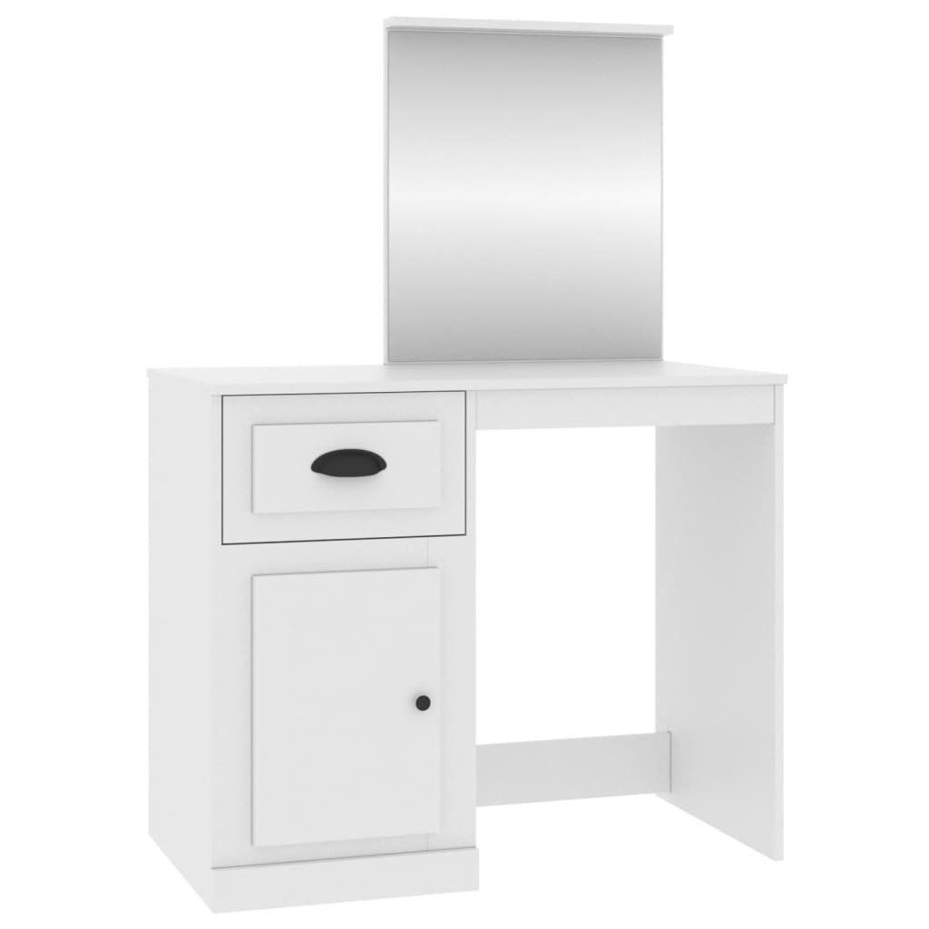 vidaXL Μπουντουάρ με Καθρέφτη Λευκό 90 x 50 x 132,5 εκ. Επεξεργ. Ξύλο