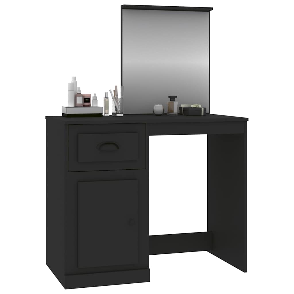 vidaXL Μπουντουάρ με Καθρέφτη Μαύρο 90x50x132,5 εκ. Επεξ. Ξύλο