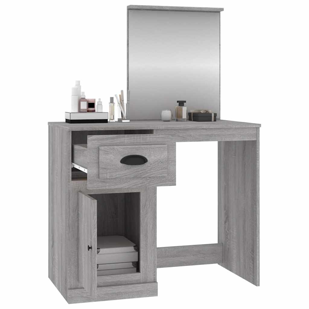 vidaXL Μπουντουάρ με Καθρέφτη Γκρι Sonoma 90x50x132,5 εκ. Επεξ. Ξύλο