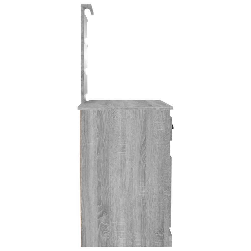 vidaXL Μπουντουάρ με LED Γκρι Sonoma 90x50x132,5 εκ. Επεξ. Ξύλο