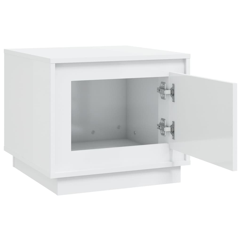 vidaXL Τραπεζάκι Σαλονιού Γυαλ. Λευκό 51x50x44 εκ. Επεξεργ. Ξύλο