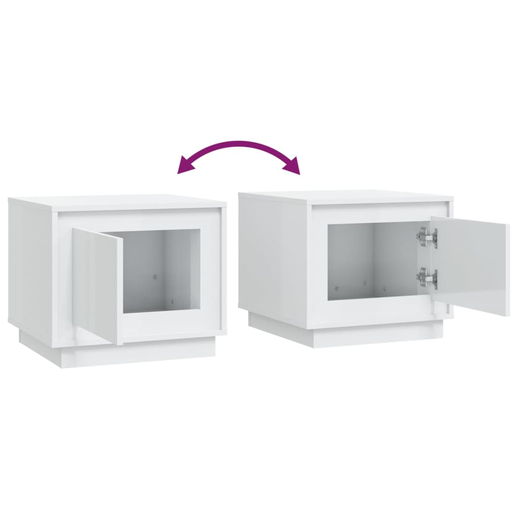 vidaXL Τραπεζάκι Σαλονιού Γυαλ. Λευκό 51x50x44 εκ. Επεξεργ. Ξύλο