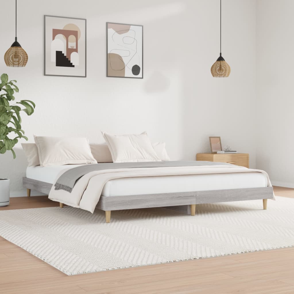 vidaXL Πλαίσιο Κρεβατιού Γκρι Sonoma 200x200 εκ. Επεξεργασμένο Ξύλο