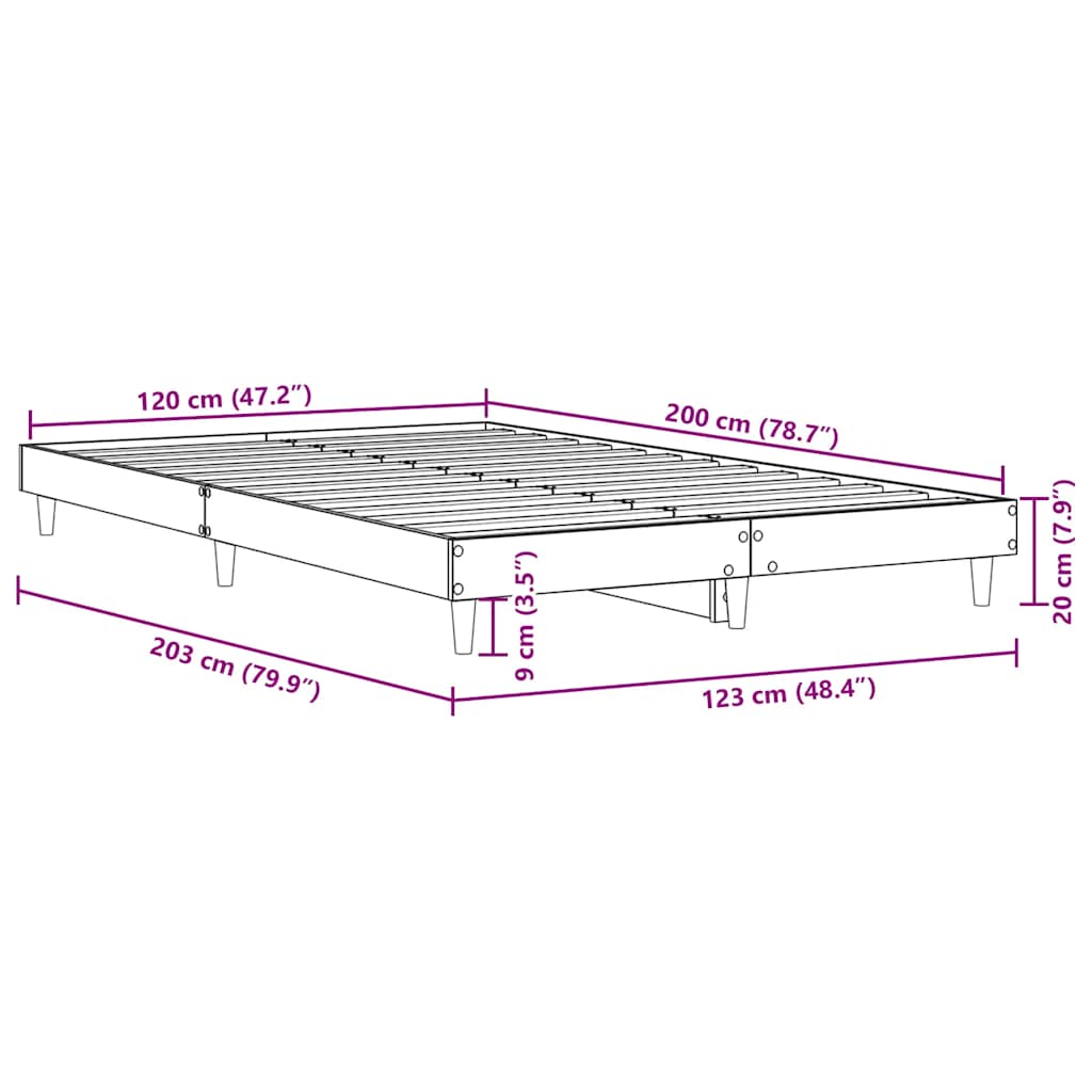 vidaXL Πλαίσιο Κρεβατιού Χωρ. Στρώμα Sonoma Δρυς 120x200εκ. Επ. Ξύλο