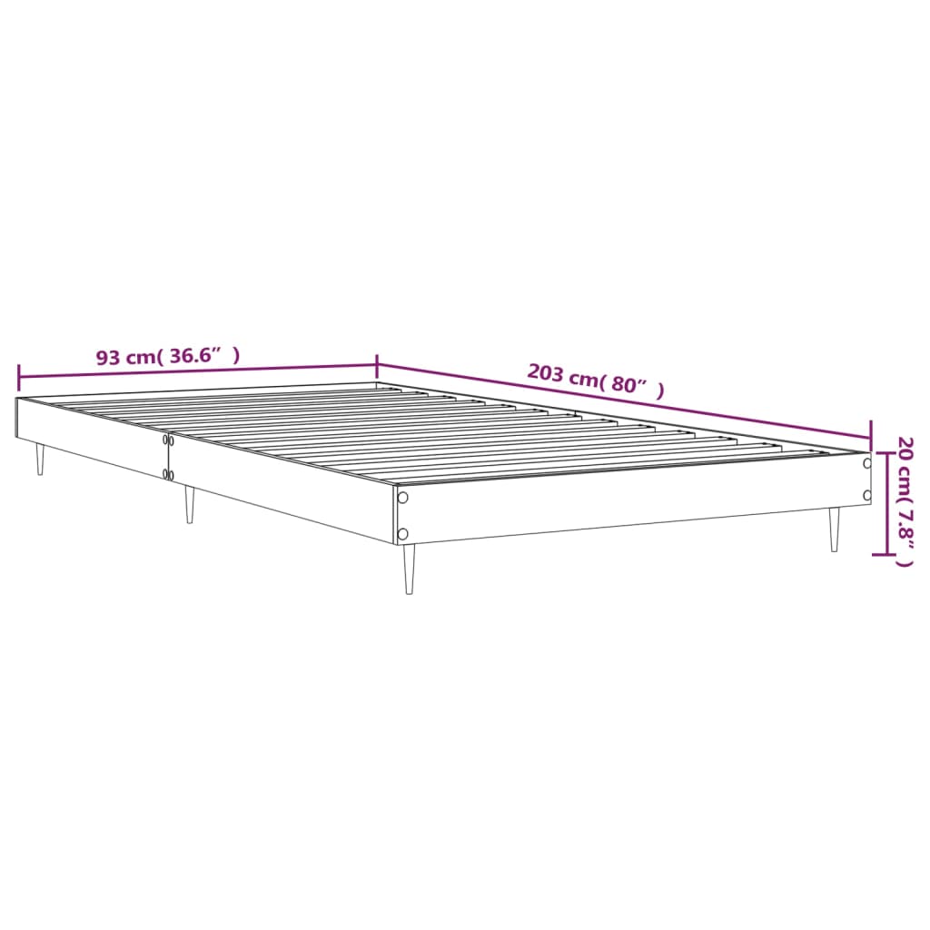 vidaXL Πλαίσιο Κρεβατιού Γκρι Σκυροδέματος 90x200 εκ. Επεξεργ. Ξύλο