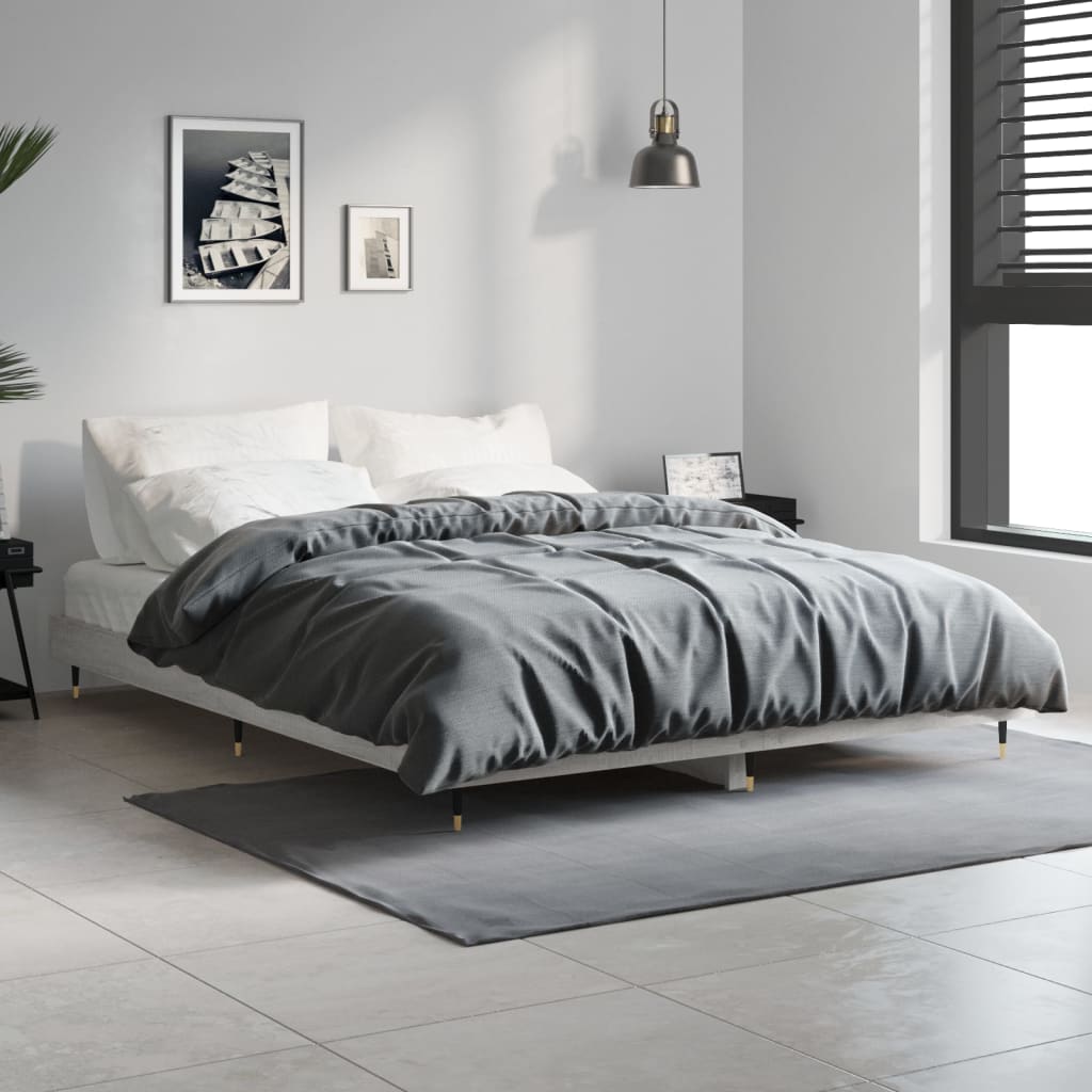 vidaXL Πλαίσιο Κρεβατιού Γκρι Sonoma 135x190 εκ. Επεξεργασμένο Ξύλο