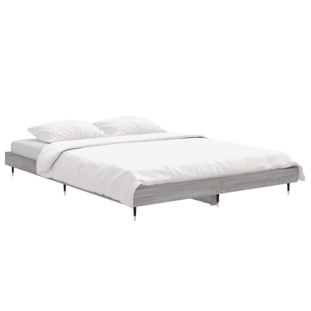 vidaXL Πλαίσιο Κρεβατιού Γκρι Sonoma 135x190 εκ. Επεξεργασμένο Ξύλο