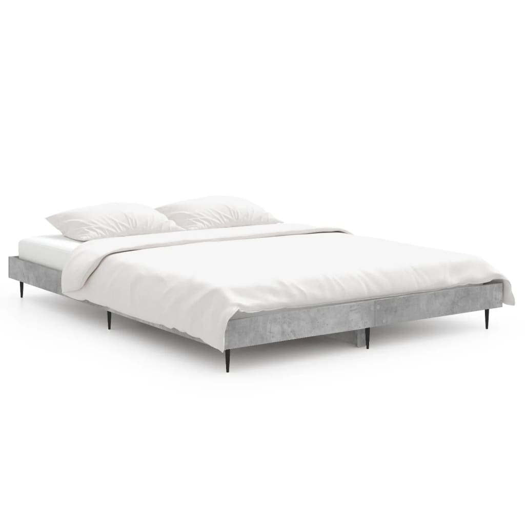 vidaXL Πλαίσιο Κρεβατιού Γκρι Σκυροδέματος 140x190 εκ. Επεξεργ. Ξύλο