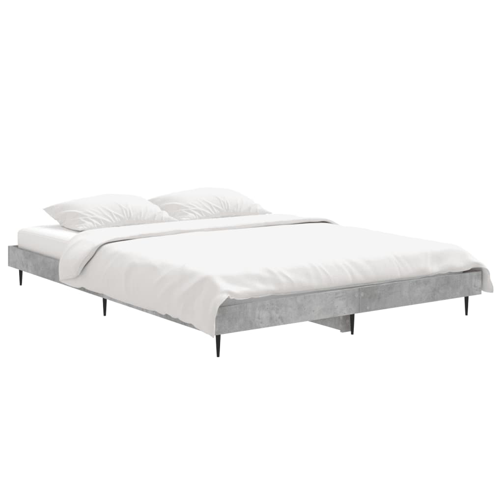 vidaXL Πλαίσιο Κρεβατιού Γκρι Σκυροδέματος 140x190 εκ. Επεξεργ. Ξύλο