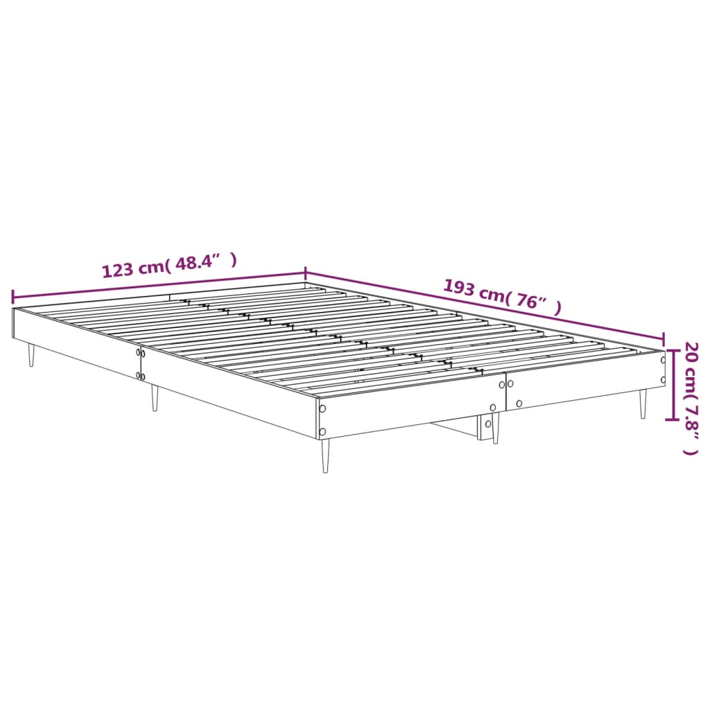 vidaXL Πλαίσιο Κρεβατιού Γκρι Sonoma 120 x 190 εκ. Επεξεργασμένο Ξύλο