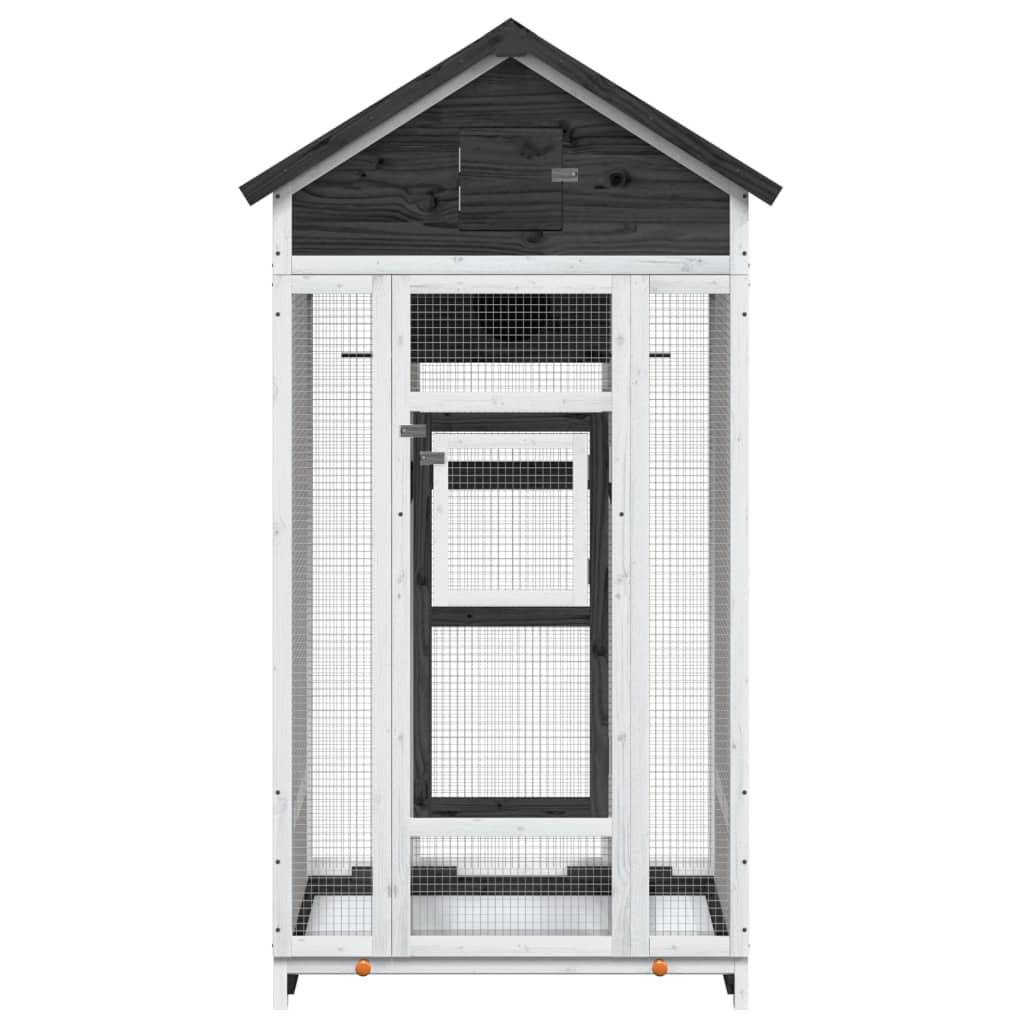 vidaXL Σπιτάκι Πουλιών Γκρι 91,5 x 53 x 170 εκ. από Μασίφ Ξύλο Πεύκου