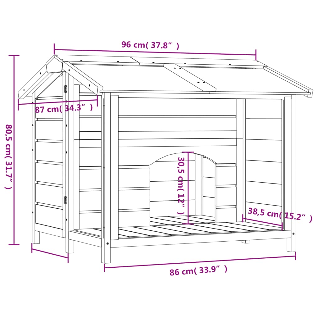 vidaXL Σπίτι Σκύλου Μόκα 96 x 87 x 80,5 εκ. από Μασίφ Ξύλο Πεύκου