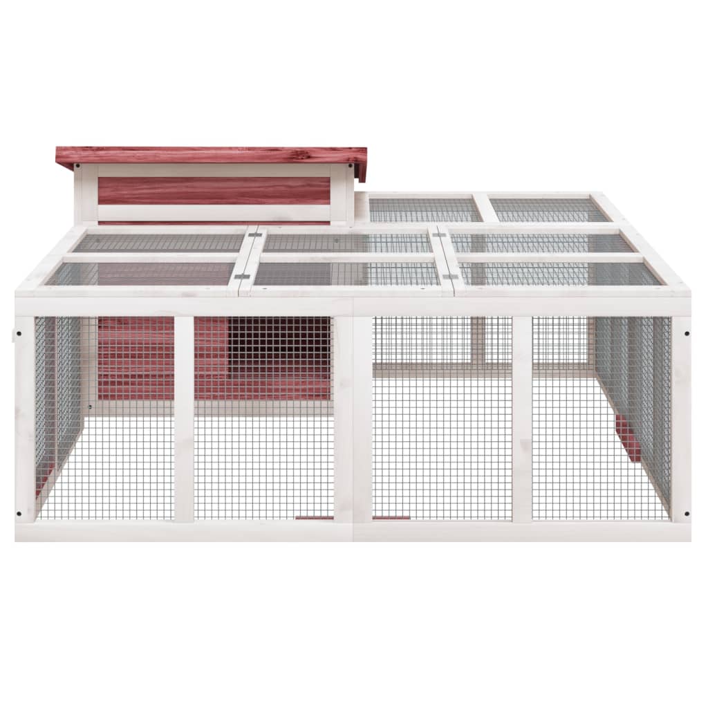 vidaXL Κλουβί Κουνελιών Μόκα 144 x 123 x 67,5 εκ. Μασίφ Ξύλο Πεύκου