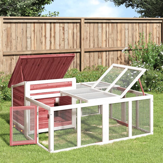 vidaXL Κλουβί Κουνελιών Μόκα 144 x 123 x 67,5 εκ. Μασίφ Ξύλο Πεύκου