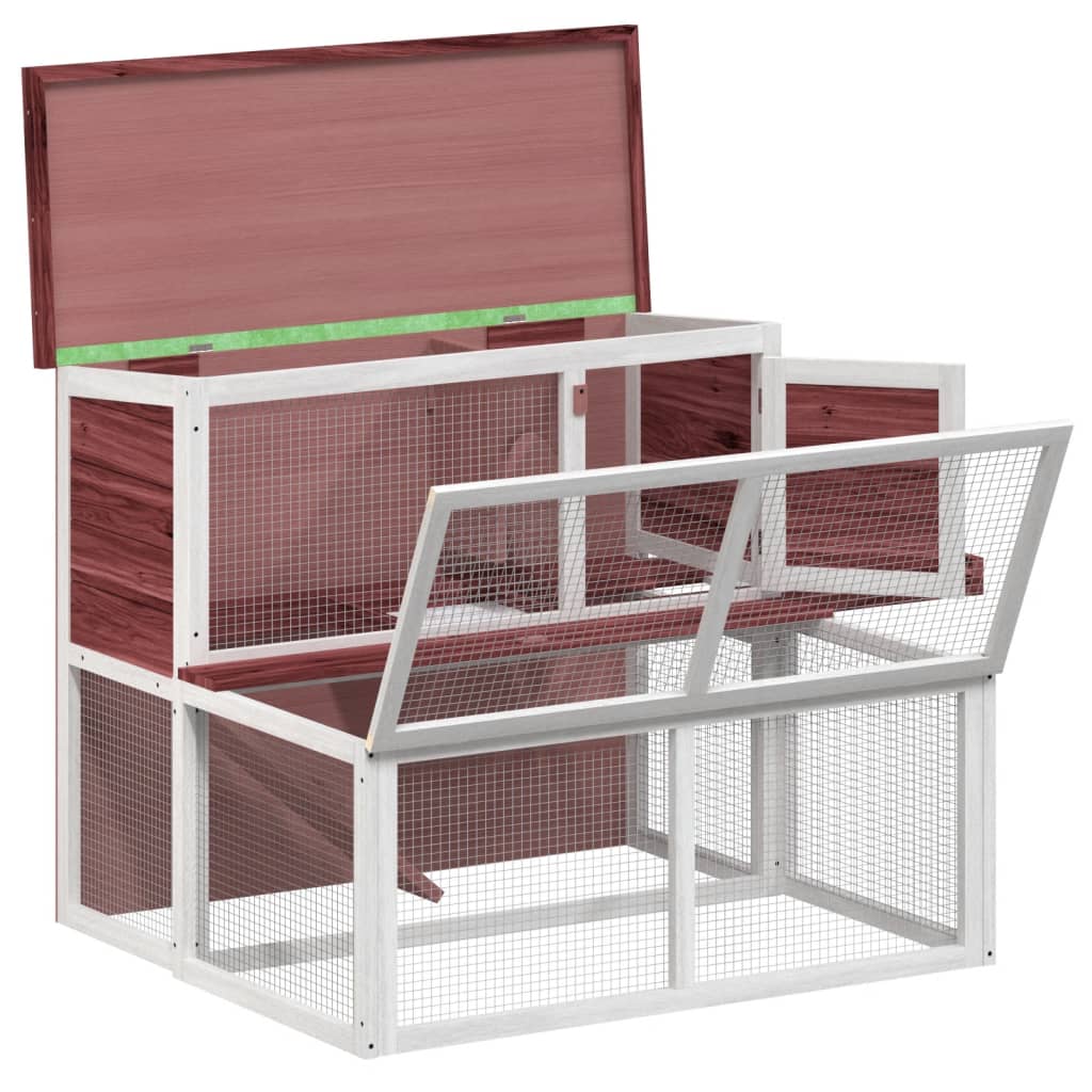 vidaXL Κλουβί Κουνελιών Μόκα 102 x 90 x 84,5 εκ. Μασίφ Ξύλο Πεύκου