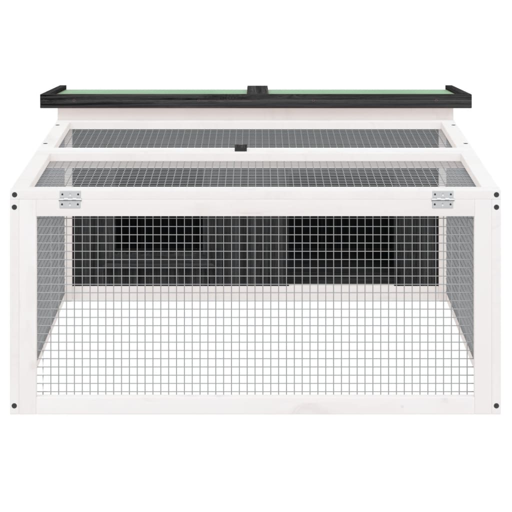 vidaXL Κλουβί Κουνελιών Γκρι 117,5 x 97 x 47,5 εκ. Μασίφ Ξύλο Πεύκου