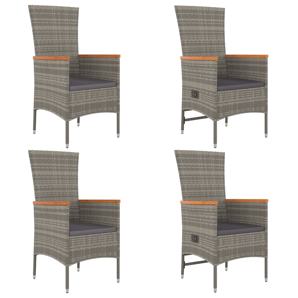 vidaXL Σετ Τραπεζαρίας Κήπου 5 τεμ. Γκρι Συνθ. Ρατάν με Μαξιλάρια