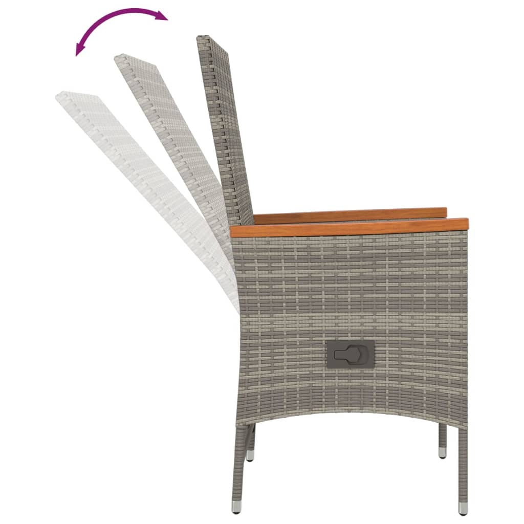 vidaXL Σετ Τραπεζαρίας Κήπου 9 τεμ. Γκρι Συνθ. Ρατάν με Μαξιλάρια