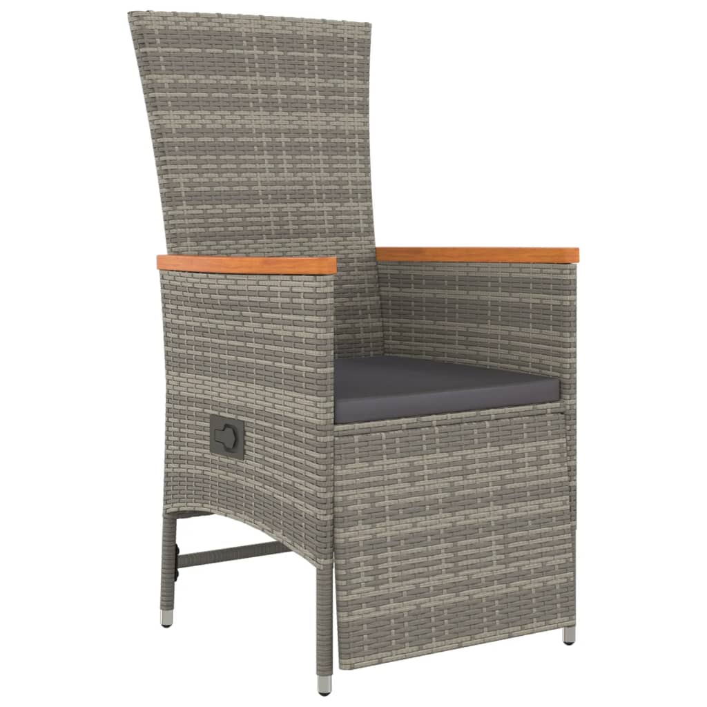 vidaXL Σετ Τραπεζαρίας Κήπου 9 τεμ. Γκρι Συνθ. Ρατάν με Μαξιλάρια