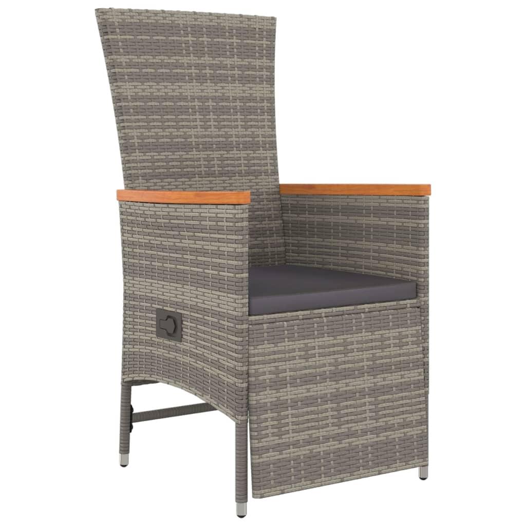 vidaXL Σετ Τραπεζαρίας Κήπου 9 τεμ. Γκρι Συνθ. Ρατάν με Μαξιλάρια