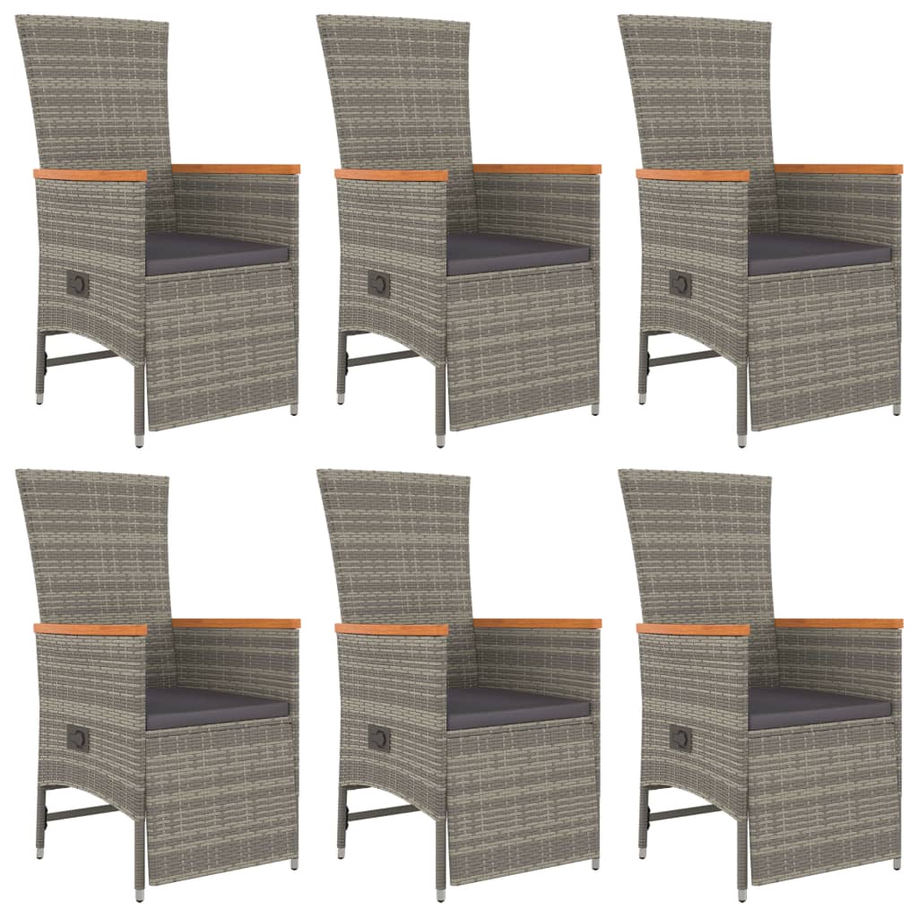 vidaXL Σετ Τραπεζαρίας Κήπου 7 τεμ. Γκρι Συνθ. Ρατάν με Μαξιλάρια