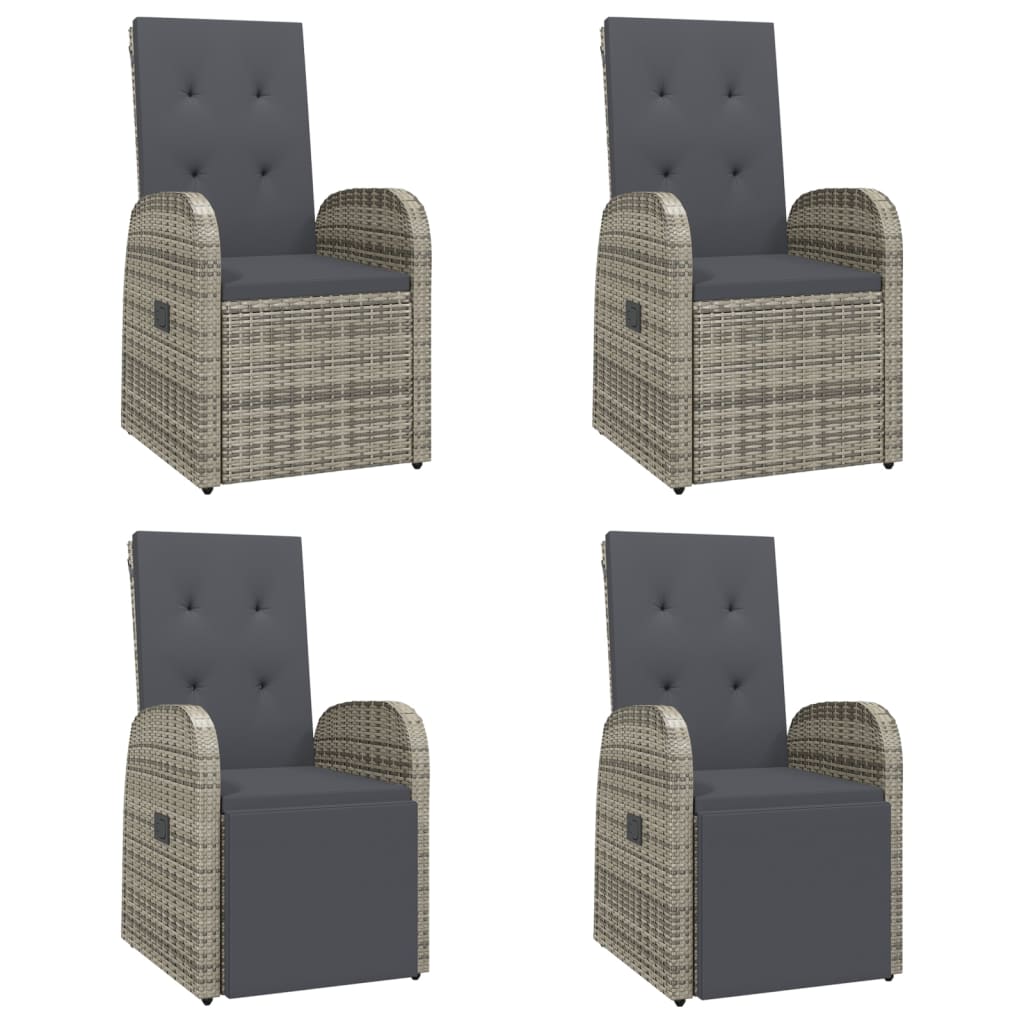 vidaXL Σετ Τραπεζαρίας Κήπου 5 τεμ. Γκρι Συνθ. Ρατάν με Μαξιλάρια