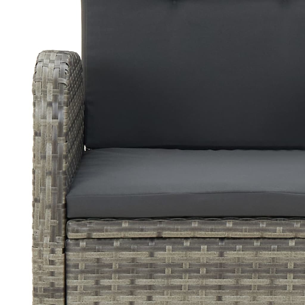 vidaXL Σετ Τραπεζαρίας Κήπου 7 τεμ. Γκρι Συνθ. Ρατάν με Μαξιλάρια