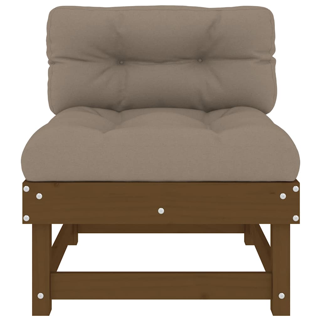 vidaXL Καναπές Μεσαίος με Μαξιλάρια Μελί από Μασίφ Ξύλο Πεύκου