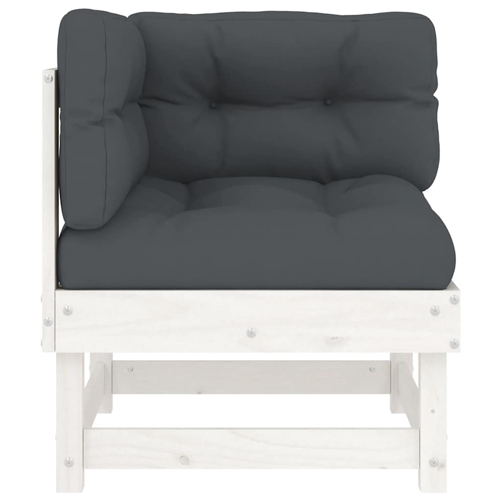 vidaXL Καναπέδες Γωνιακοί με Μαξιλάρια 2 τεμ. Λευκοί Μασίφ Ξύλο Πεύκου