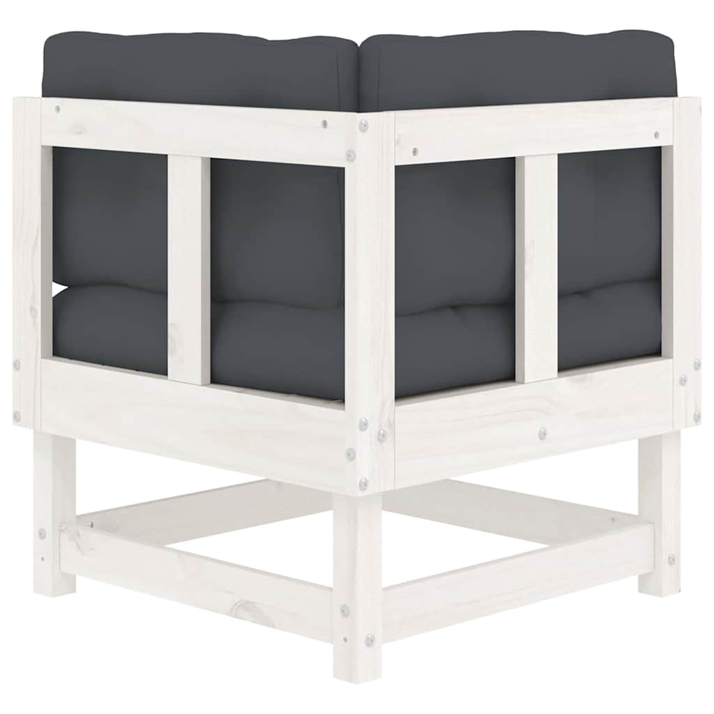 vidaXL Καναπέδες Γωνιακοί με Μαξιλάρια 2 τεμ. Λευκοί Μασίφ Ξύλο Πεύκου