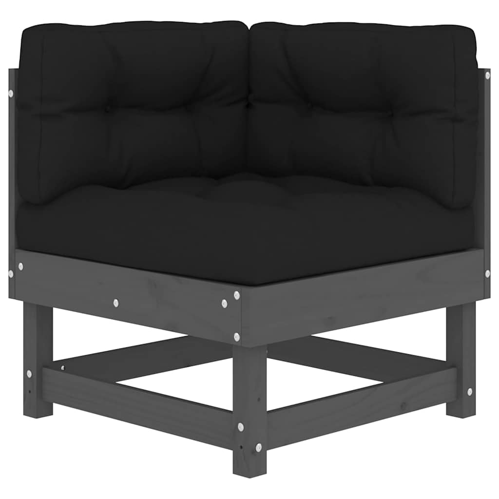 vidaXL Καναπέδες Γωνιακοί με Μαξιλάρια 2 τεμ. Γκρι Μασίφ Ξύλο Πεύκου