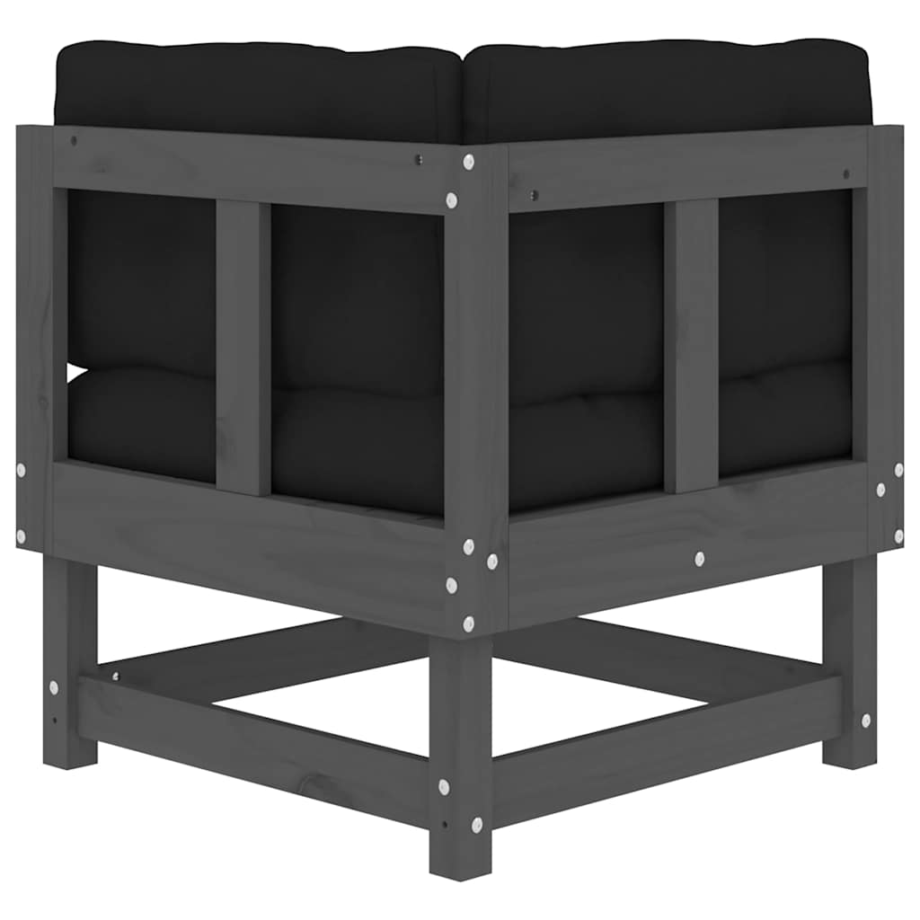 vidaXL Καναπέδες Γωνιακοί με Μαξιλάρια 2 τεμ. Γκρι Μασίφ Ξύλο Πεύκου