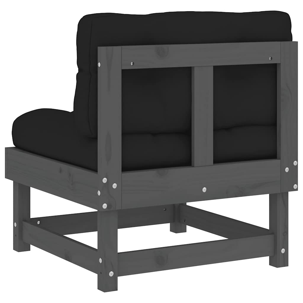 vidaXL Καναπέδες Μεσαίοι με Μαξιλάρια 2 τεμ. Γκρι Μασίφ Ξύλο Πεύκου