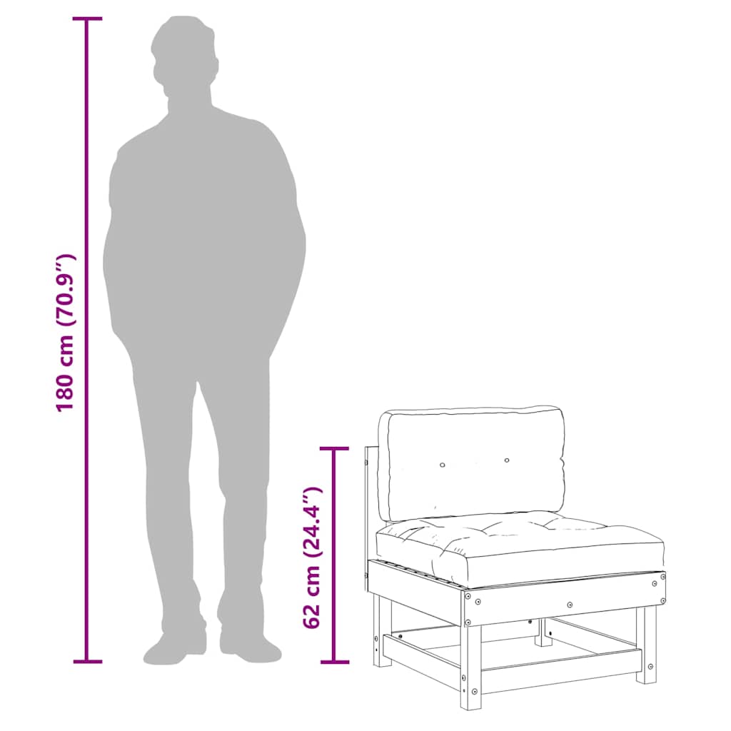 vidaXL Καναπέδες Μεσαίοι με Μαξιλάρια 2 τεμ. Γκρι Μασίφ Ξύλο Πεύκου