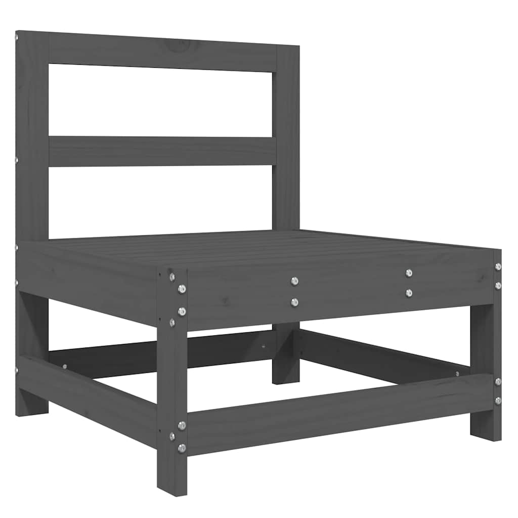 vidaXL Καναπές Μεσαίος με Μαξιλάρια Γκρι από Μασίφ Ξύλο Πεύκου