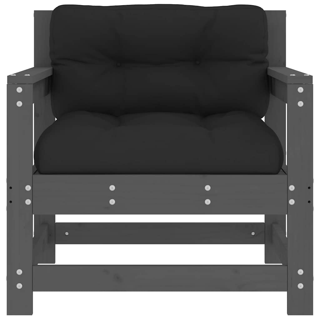 vidaXL Καρέκλες Κήπου με Μαξιλάρια 2 τεμ. Γκρι από Μασίφ Ξύλο Πεύκου