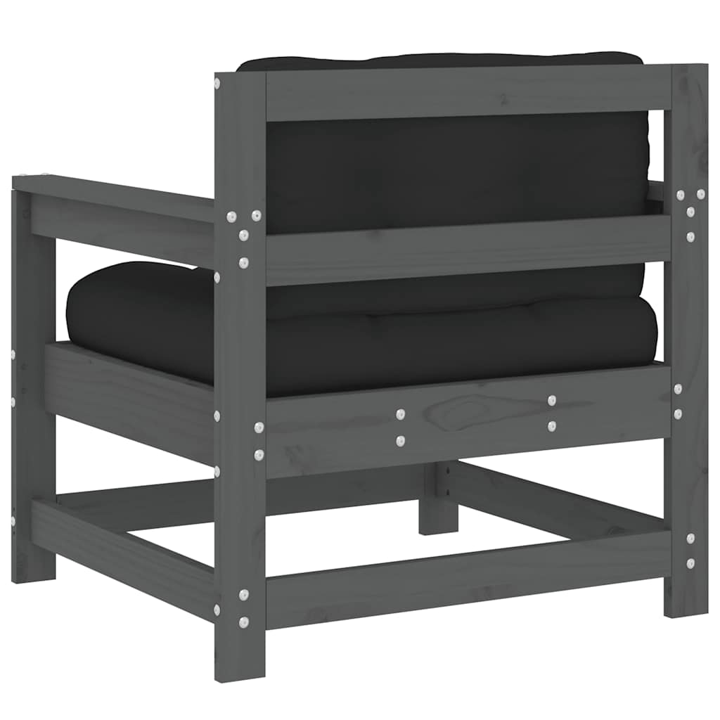 vidaXL Καρέκλες Κήπου με Μαξιλάρια 2 τεμ. Γκρι από Μασίφ Ξύλο Πεύκου