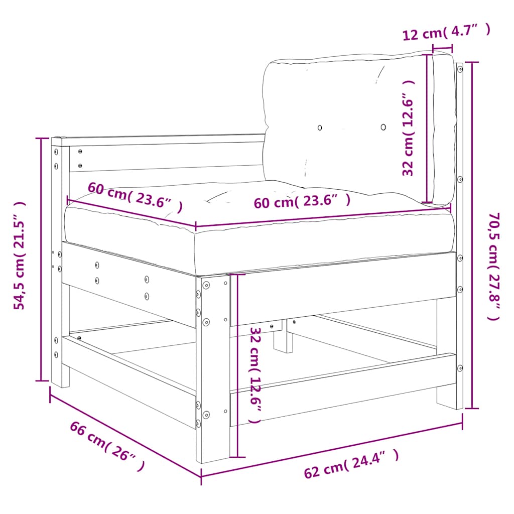 vidaXL Καρέκλα Κήπου Λευκή από Μασίφ Ξύλο Πεύκου με Μαξιλάρια