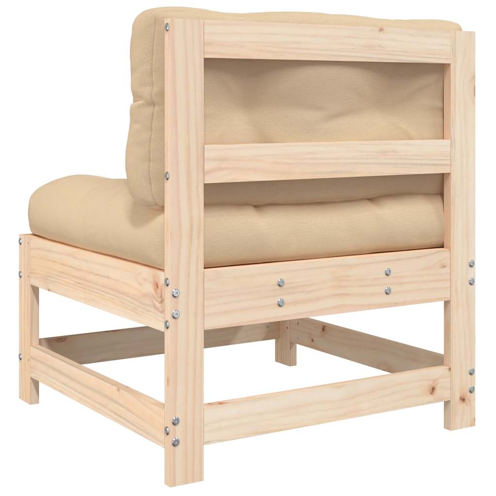 vidaXL Καναπέδες Μεσαίοι με Μαξιλάρια 2 τεμ. από Μασίφ Ξύλο Πεύκου