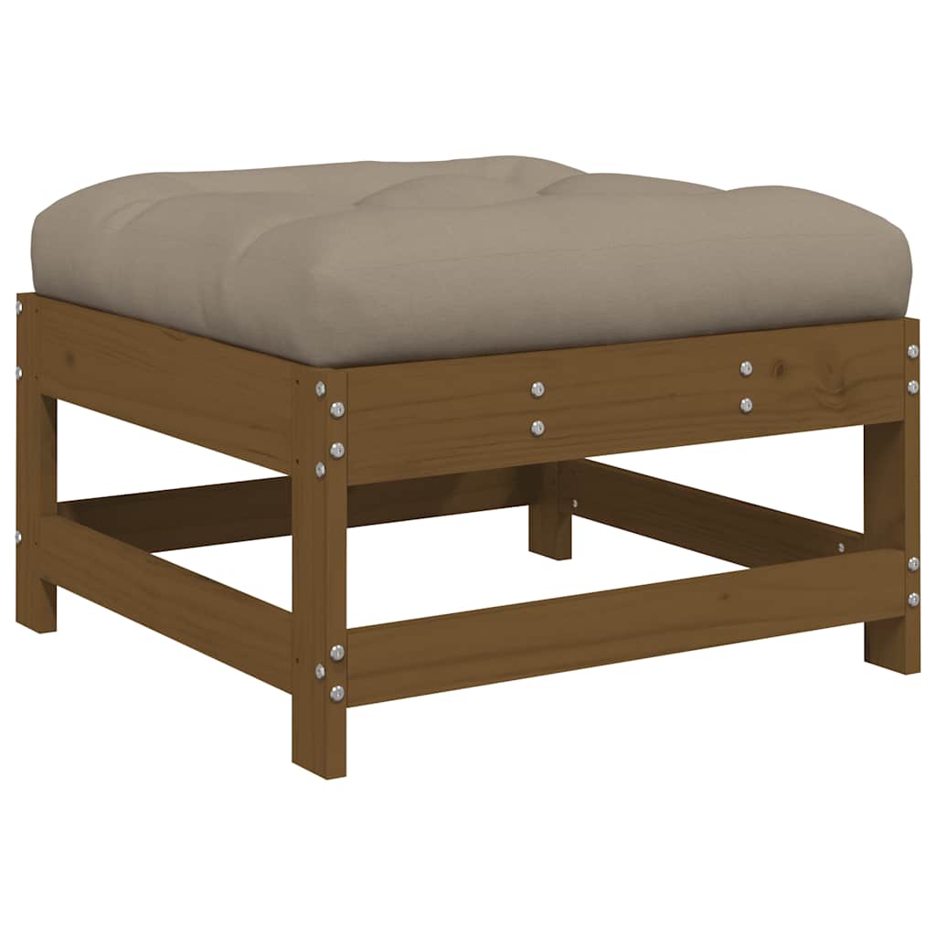 vidaXL Υποπόδια Κήπου με Μαξιλάρια 2 τεμ. Μελί από Μασίφ Ξύλο Πεύκου