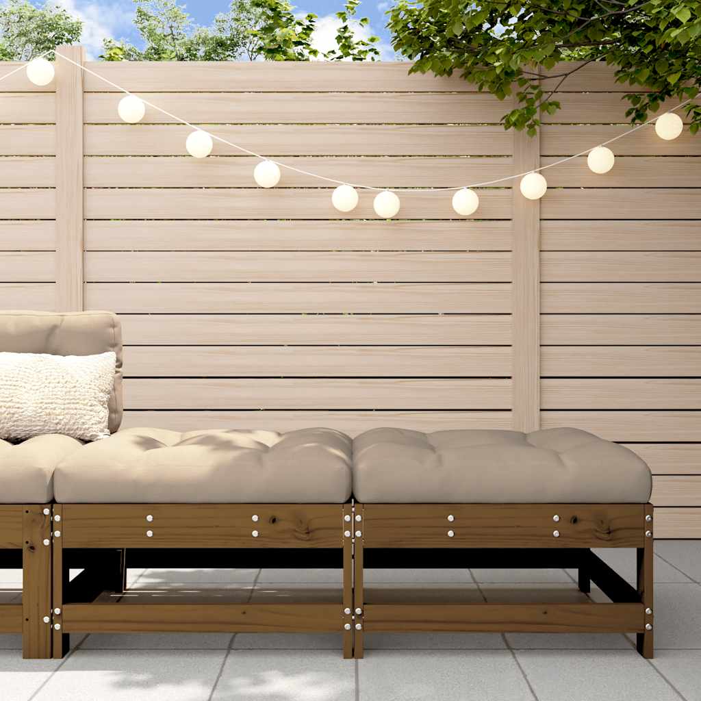 vidaXL Υποπόδια Κήπου με Μαξιλάρια 2 τεμ. Μελί από Μασίφ Ξύλο Πεύκου