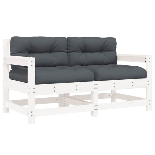 vidaXL Καρέκλες Κήπου με Μαξιλάρια 2 τεμ. Λευκές από Μασίφ Ξύλο Πεύκου