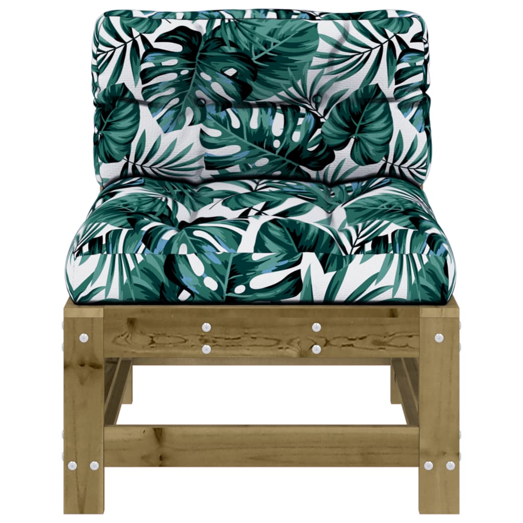 vidaXL Καναπές Μεσαίος με Μαξιλάρια από Εμποτισμένο Ξύλο Πεύκου